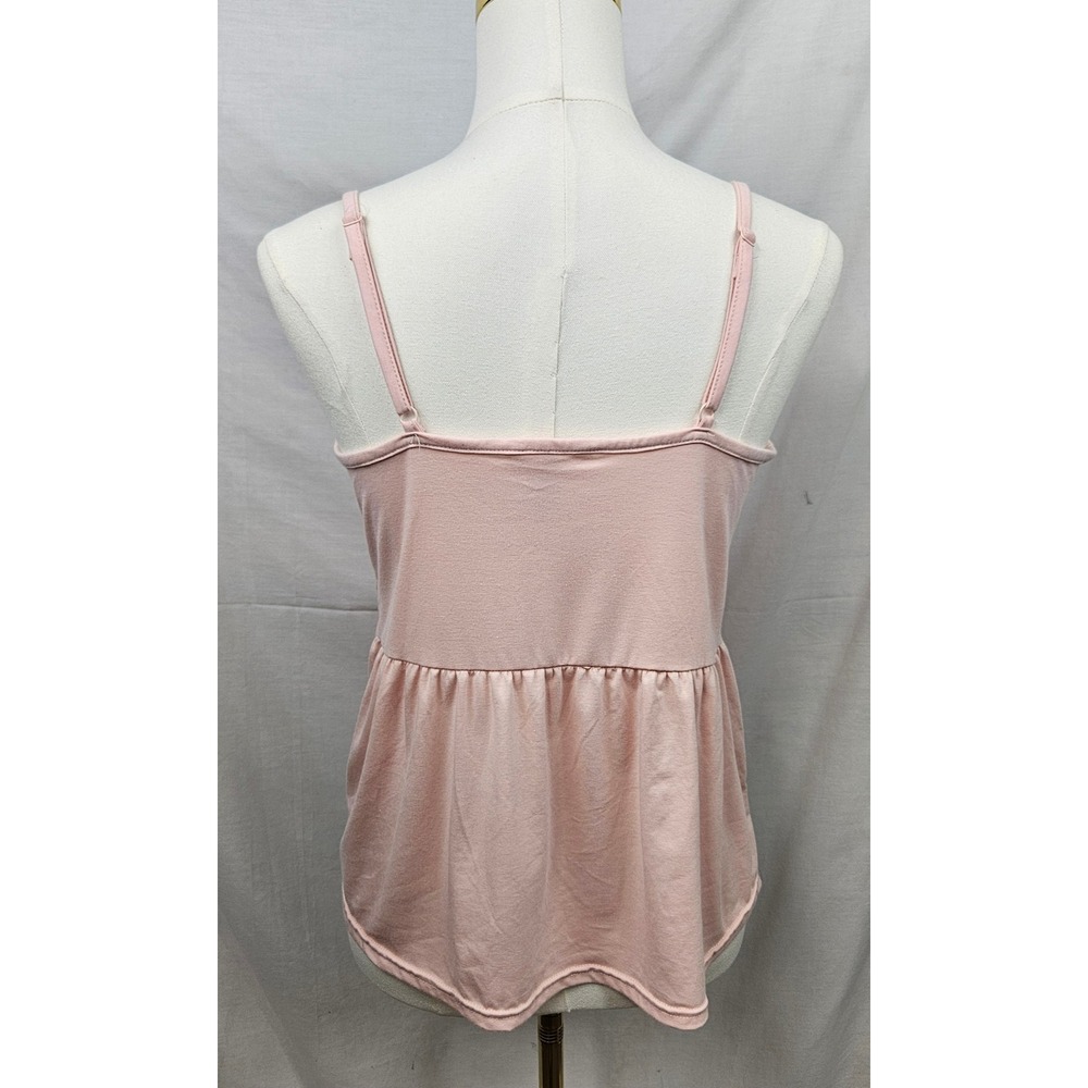 Lucky Brand Pink Babydoll Camisole Top Adjustable Straps Med Y2k Coquette - Picture 2 of 4